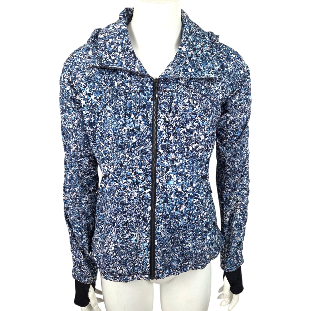 Lululemon Gather Me Slightly Athletic Rain Jacket Womens 4 Water Resistant Blue